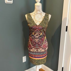 Bebe yellow patterned dress